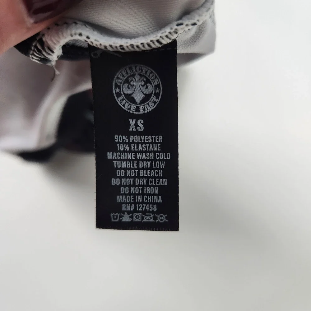 Affliction Women's Sports Bra Black Red Rose Wings Live Fast Racerback‎ XS